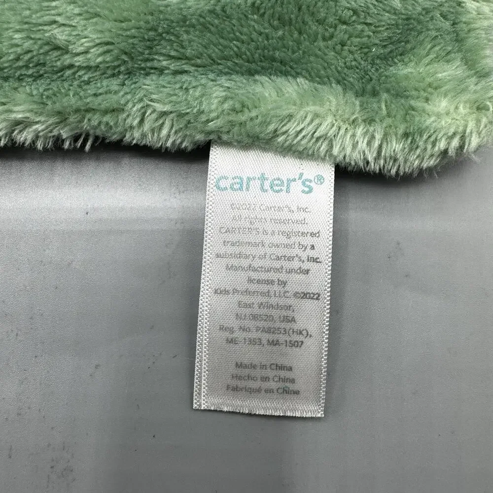 Carters Green Alligator Crocodile Lovey Security Blanket Stripes Pacifier Holder